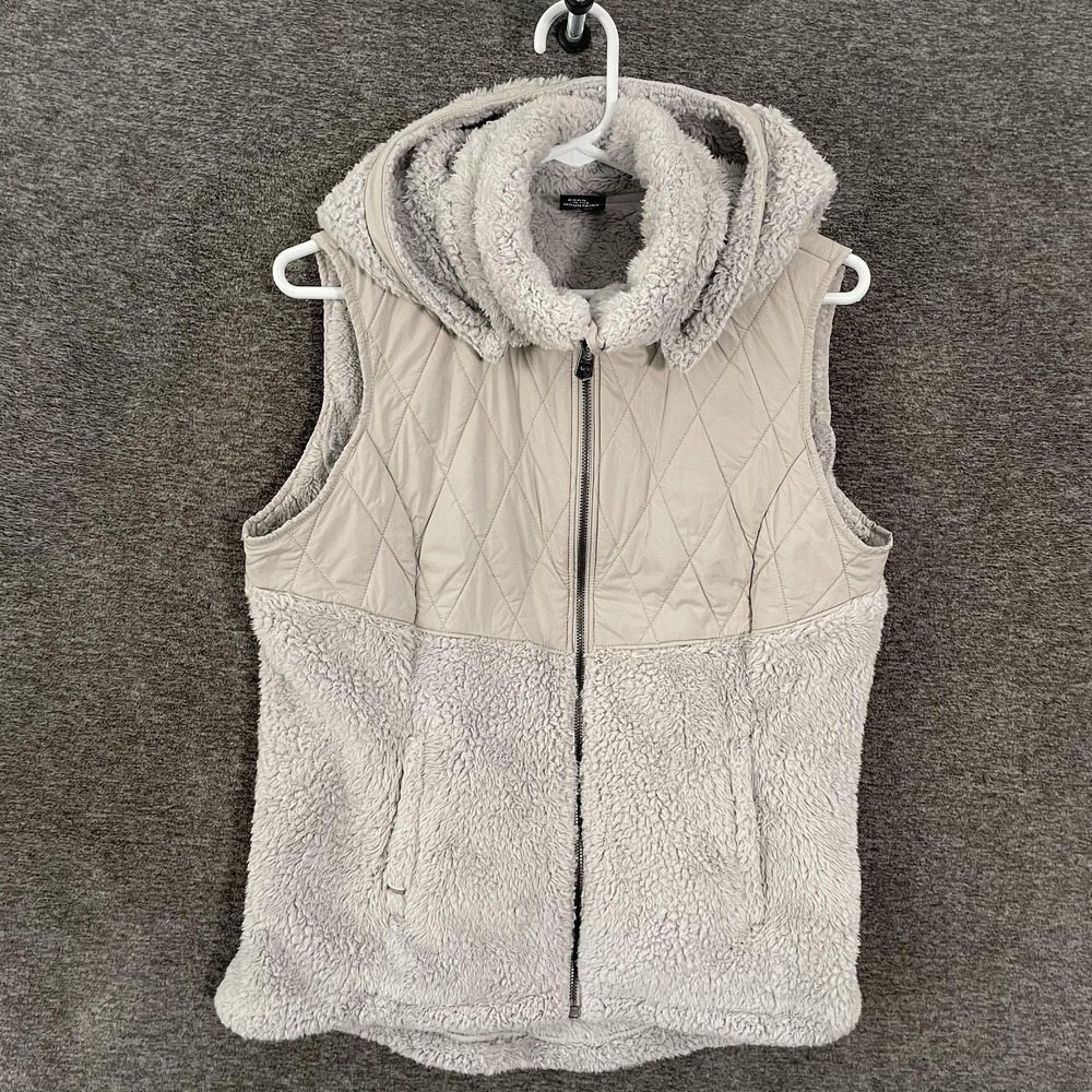 Kuhl Prima Flight Vest Womens Medium Gray Sherpa Fleece Quilted Hooded